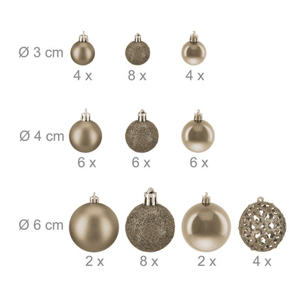 Christmas Tree Baubles Set, 50 Pieces, Mixed Finishes