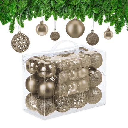 Christmas Tree Baubles Set, 50 Pieces, Mixed Finishes