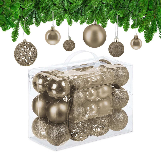 Christmas Tree Baubles Set, 50 Pieces, Mixed Finishes