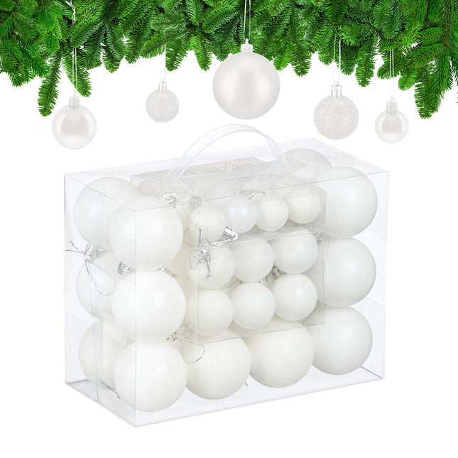 Christmas Tree Baubles Set, 50 Pieces, Plastic