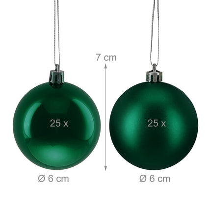 Christmas Tree Baubles Set, 50 Pieces with Ribbons