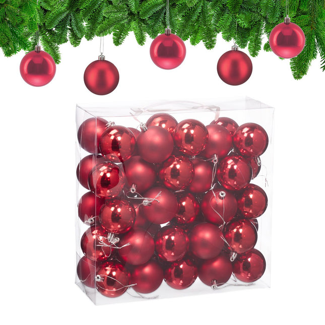 Christmas Tree Baubles Set, 50 Pieces with Ribbons