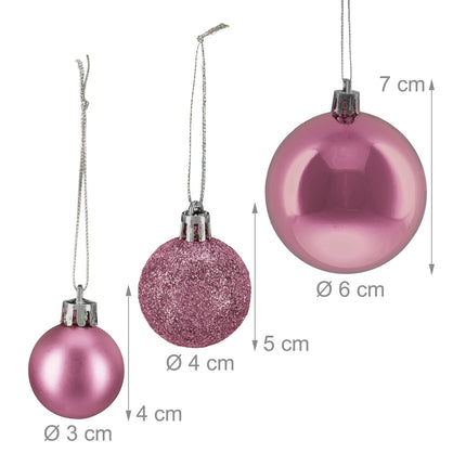 Christmas Tree Baubles Set, 76 Pcs – Matte, Shiny, Glitter