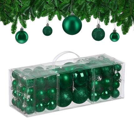 Christmas Tree Baubles Set, 76 Pcs – Matte, Shiny, Glittery