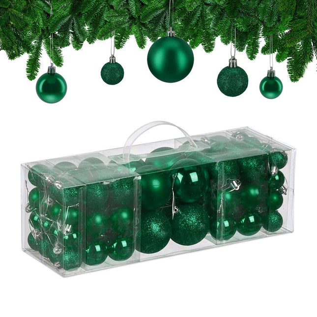 Christmas Tree Baubles Set, 76 Pcs – Matte, Shiny, Glittery