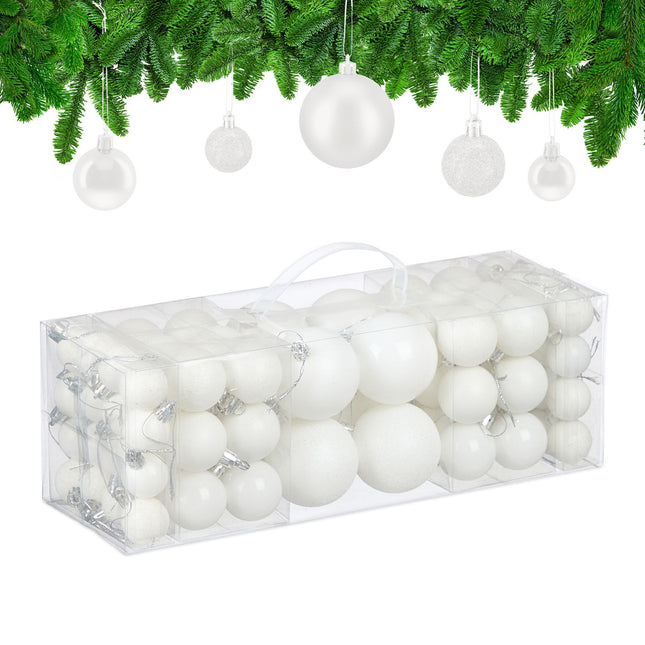 Christmas Tree Baubles Set, 76 Pieces, Matte & Glitter Finish