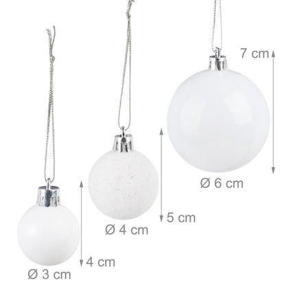 Christmas Tree Baubles Set, 76 Pieces, Matte & Glitter Finish