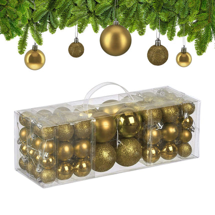 Christmas Tree Baubles Set, 76 Pieces, Matte & Glitter Finish