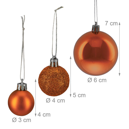 Christmas Tree Baubles Set, 76 Pieces – Matte, Shiny, Glitter