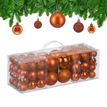 Christmas Tree Baubles Set, 76 Pieces – Matte, Shiny, Glitter