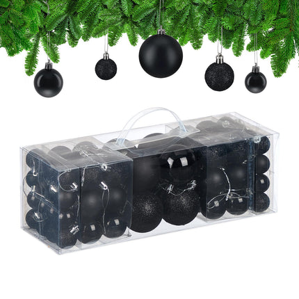 Christmas Tree Baubles Set, 76 Pieces, Plastic
