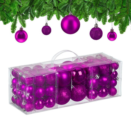 Christmas Tree Baubles Set, 76 Pieces, Plastic