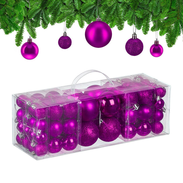 Christmas Tree Baubles Set, 76 Pieces, Plastic