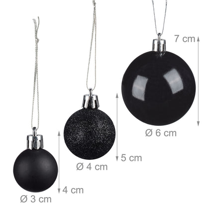 Christmas Tree Baubles Set, 76 Pieces, Plastic