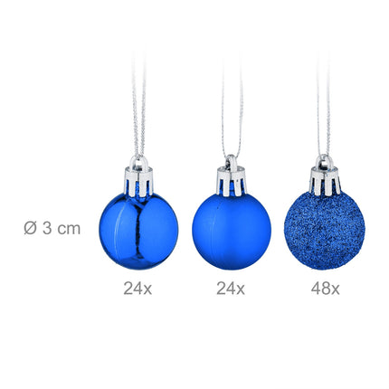 Christmas Tree Baubles Set, 96 Pieces, Plastic