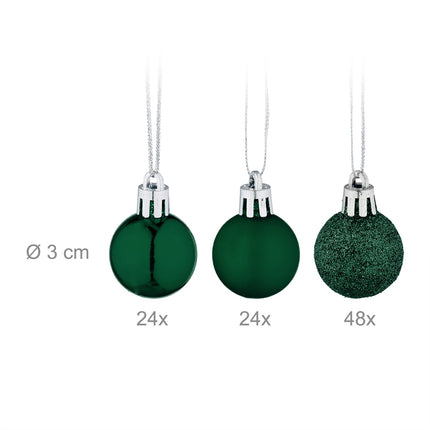 Christmas Tree Baubles Set, 96 Pieces, Plastic