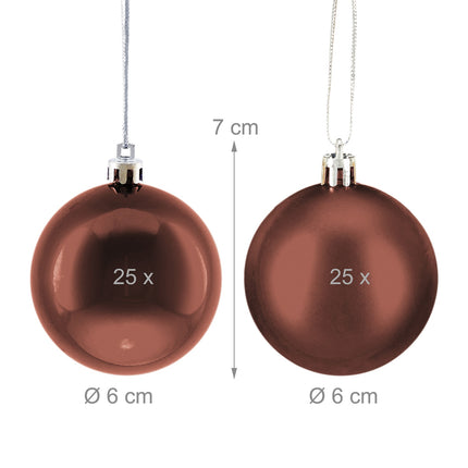 Christmas Tree Baubles Set, Matte & Glossy, 50 Pieces