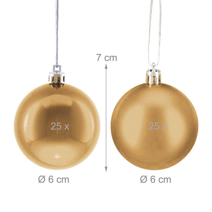 Christmas Tree Baubles Set, Matte & Glossy, 50 Pieces