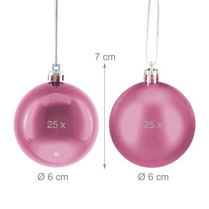 Christmas Tree Baubles Set, Matte & Glossy Finish, 50-Pack