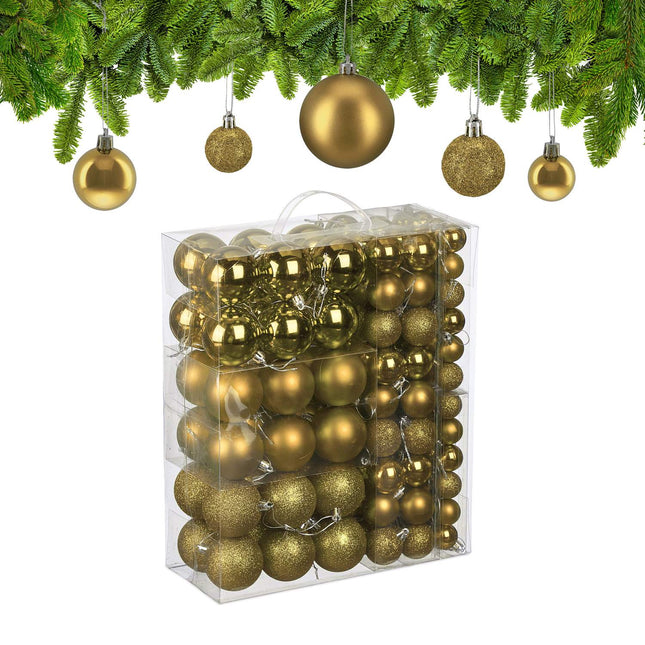Christmas Tree Baubles Set, Matte/Shiny/Glitter Finish