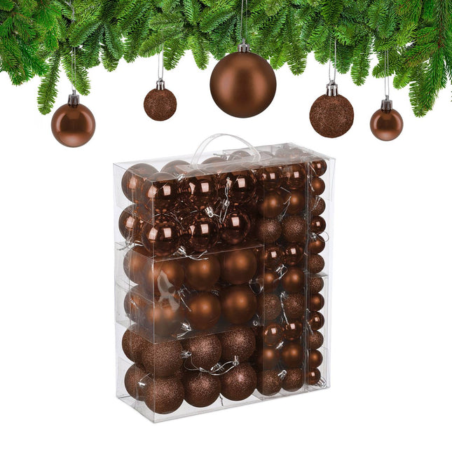 Christmas Tree Baubles Set, Matte/Shiny/Glitter Finish