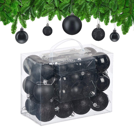 Christmas Tree Baubles Set, Matte/Shiny/Glitter Finish