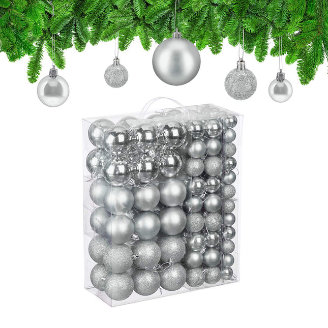 Christmas Tree Baubles Set, Matte/Shiny/Glitter Finish