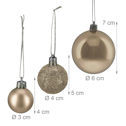Christmas Tree Baubles Set, Matte/Shiny/Glitter Finish