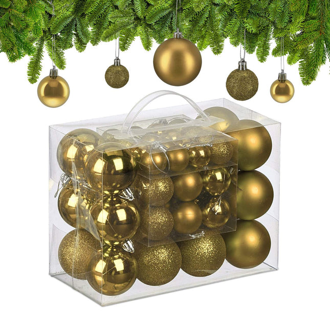 Christmas Tree Baubles Set, Matte/Shiny/Glitter Finish