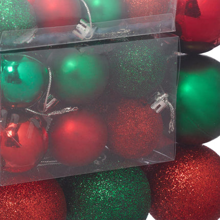 Christmas Tree Baubles Set, Red & Green, Various Finishes