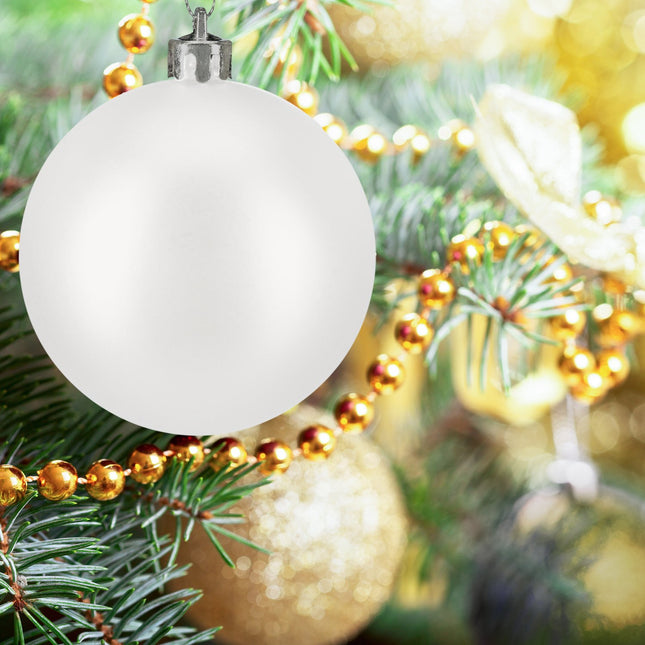 Christmas Tree Baubles Set, Red & White, Various Finishes