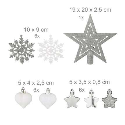 Christmas Tree Ornaments Set, 101 Plastic Baubles