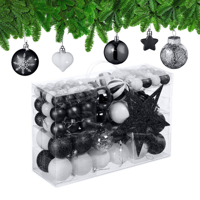 Christmas Tree Ornaments Set, 101 Plastic Baubles