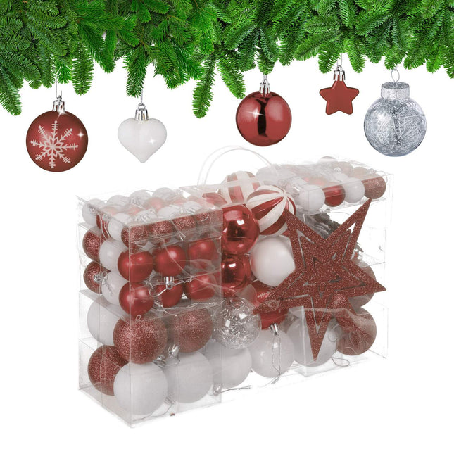 Christmas Tree Ornaments Set, 101 Plastic Baubles