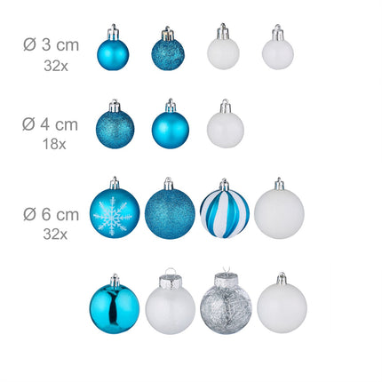 Christmas Tree Ornaments Set, 101 Plastic Baubles