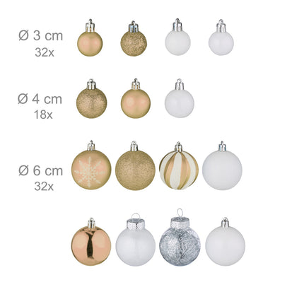 Christmas Tree Ornaments Set, 101 Plastic Baubles