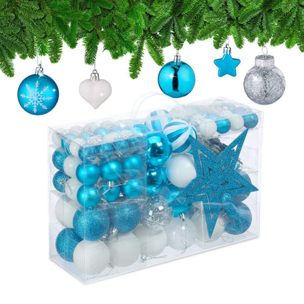 Christmas Tree Ornaments Set, 101 Plastic Baubles