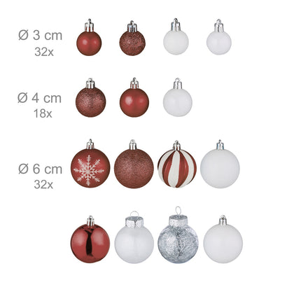 Christmas Tree Ornaments Set, 101 Plastic Baubles