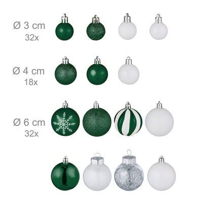 Christmas Tree Ornaments Set, 101 Plastic Baubles