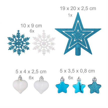 Christmas Tree Ornaments Set, 101 Plastic Baubles