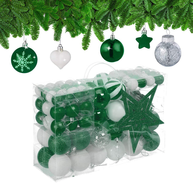 Christmas Tree Ornaments Set, 101 Plastic Baubles