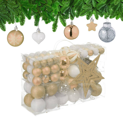 Christmas Tree Ornaments Set, 101 Plastic Baubles
