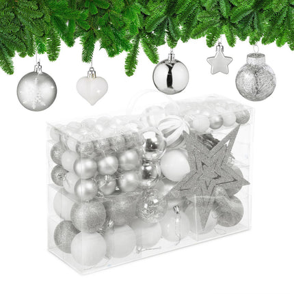 Christmas Tree Ornaments Set, 101 Plastic Baubles