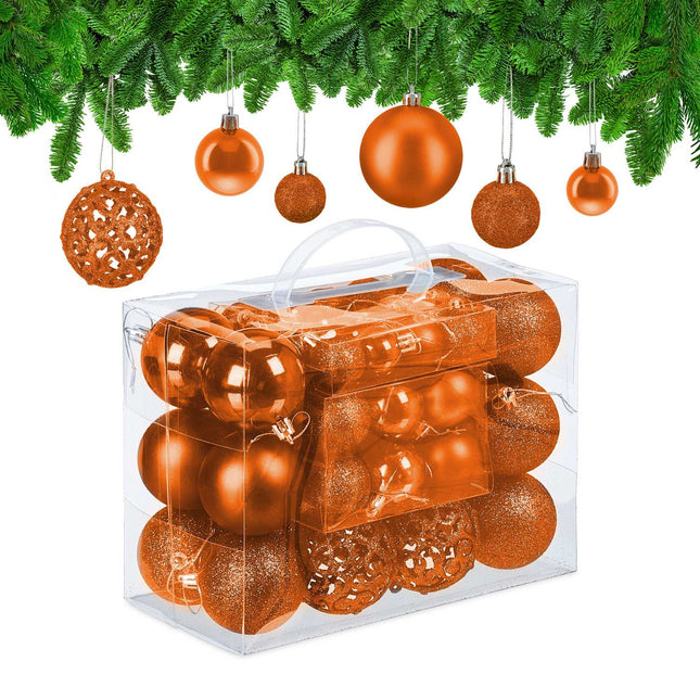 Christmas Tree Ornaments Set, 50 Baubles, Mixed Finishes