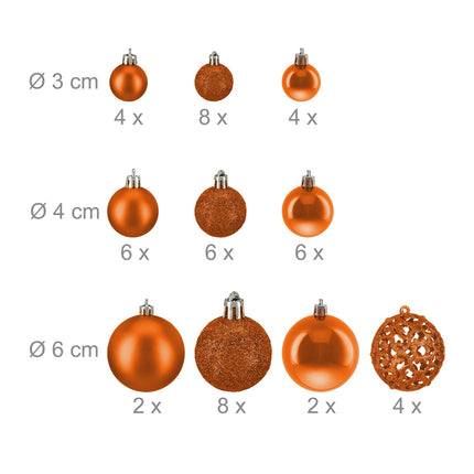 Christmas Tree Ornaments Set, 50 Baubles, Mixed Finishes