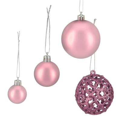 Christmas Tree Ornaments Set, 50 Baubles, Mixed Finishes