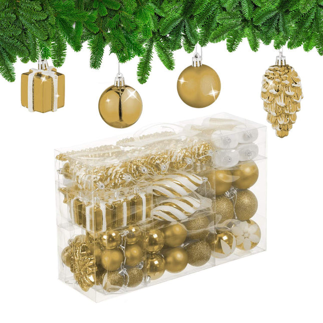 Christmas Tree Ornaments Set, 72 Pieces, Baubles & Decorations