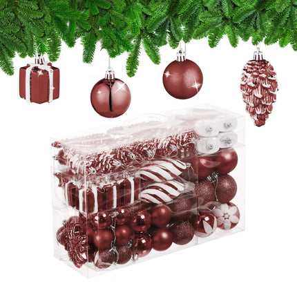 Christmas Tree Ornaments Set, 72 Pieces, Baubles & Decorations
