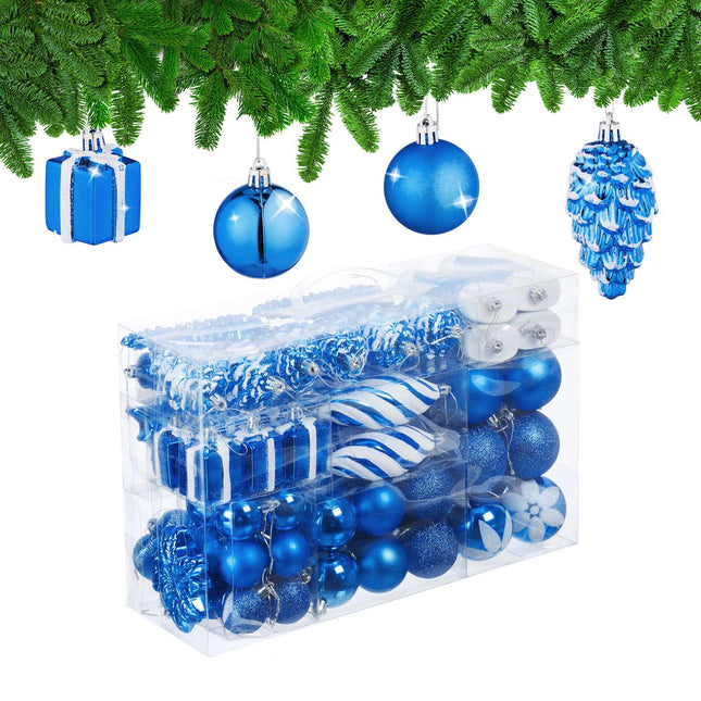 Christmas Tree Ornaments Set, 72 Pieces, Baubles & Decorations