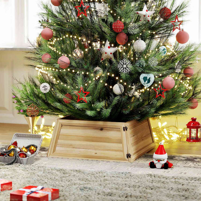Christmas Tree Skirt, 65x65 cm, Natural Wood